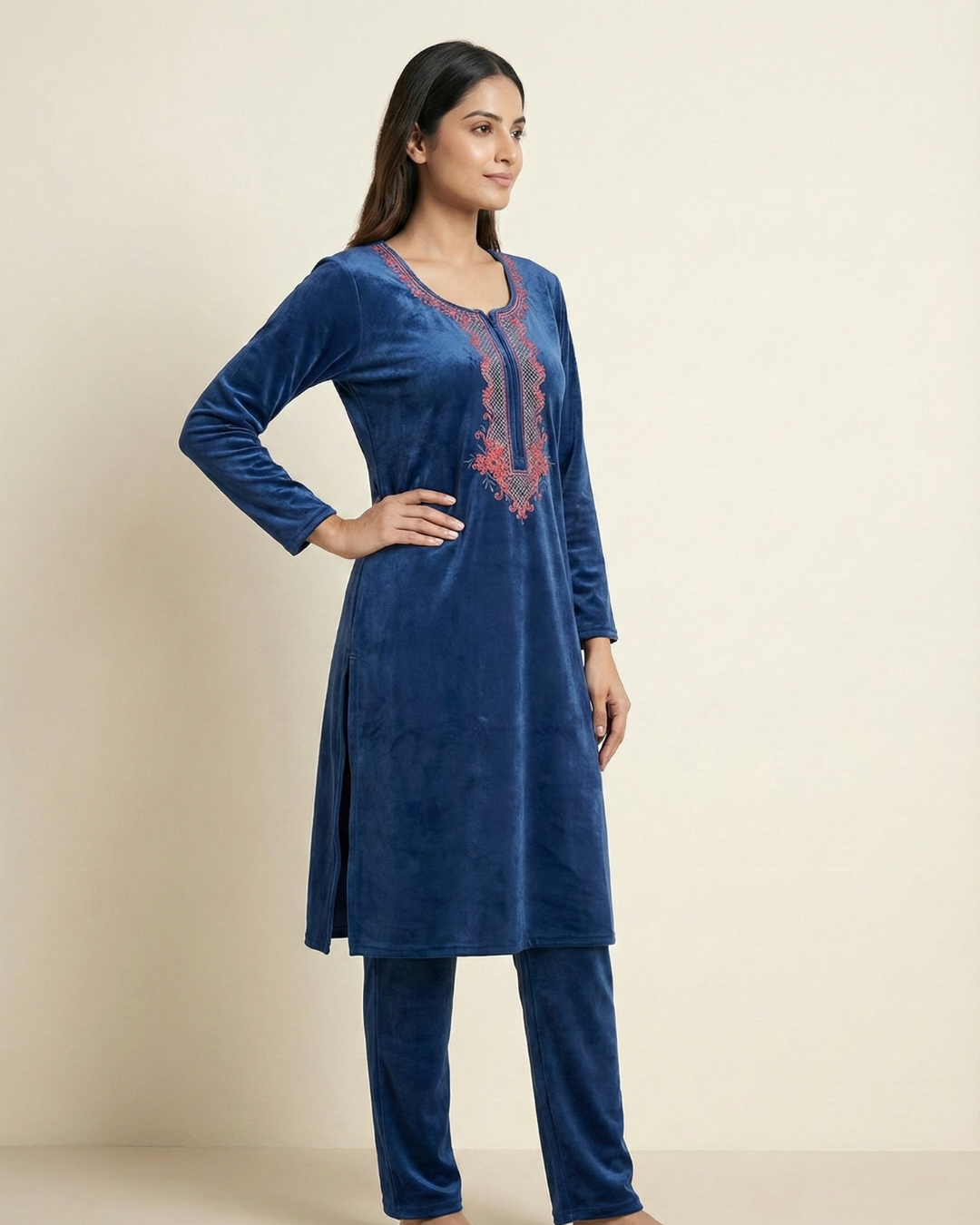 Velure Bliss Kurti Set – Royal Navy