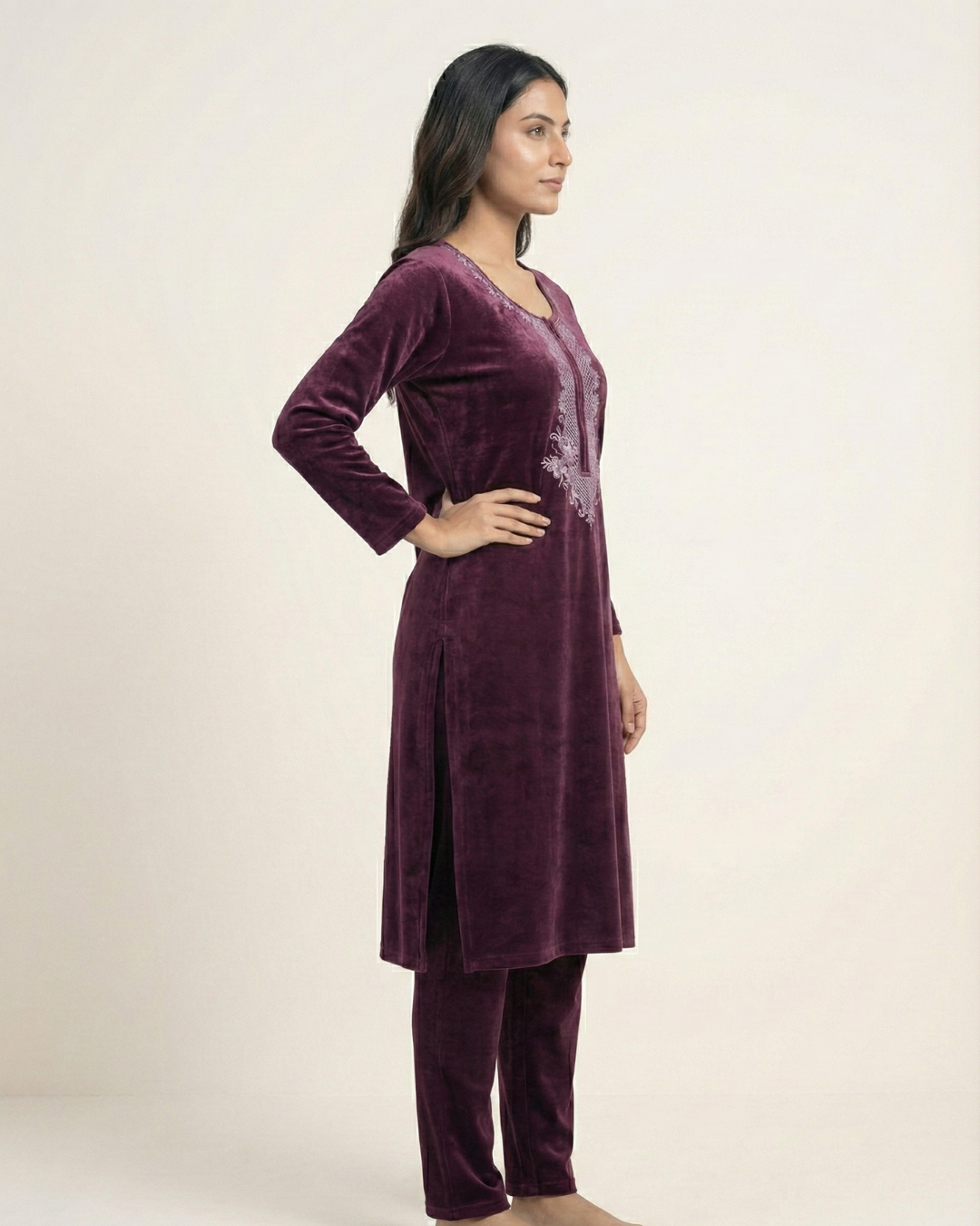 Velure Bliss Kurti Set – Velvet Amethyst