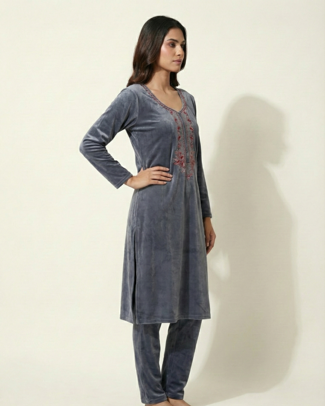 Velure Bliss Kurti Set – Lavish Grey
