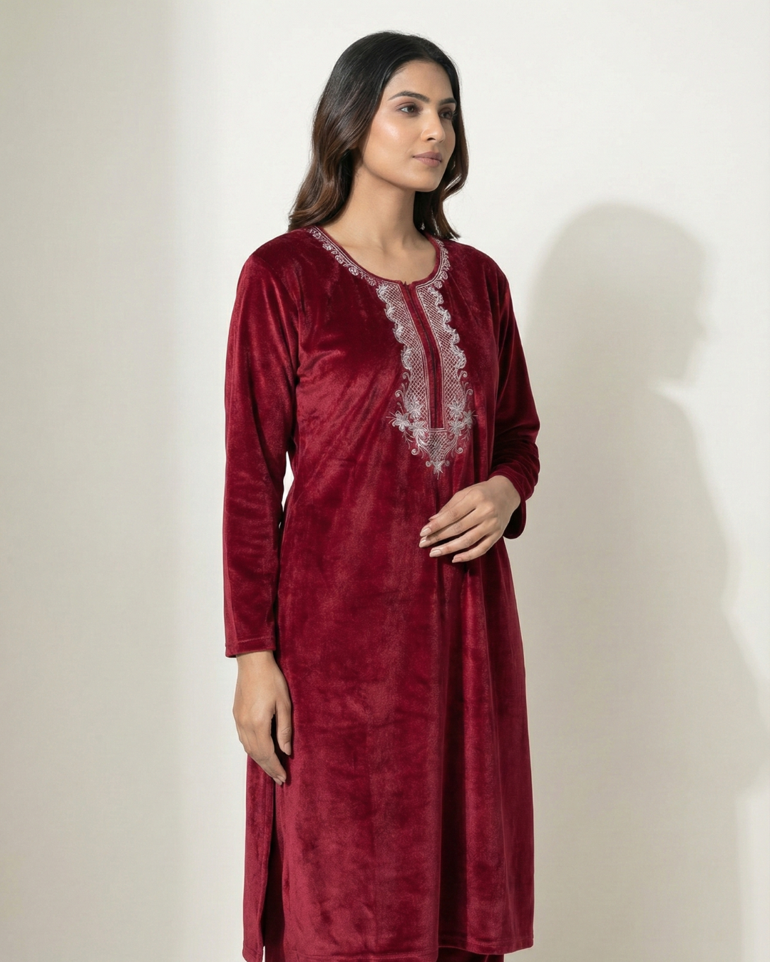 Velure Bliss Kurti Set – Ruby Red