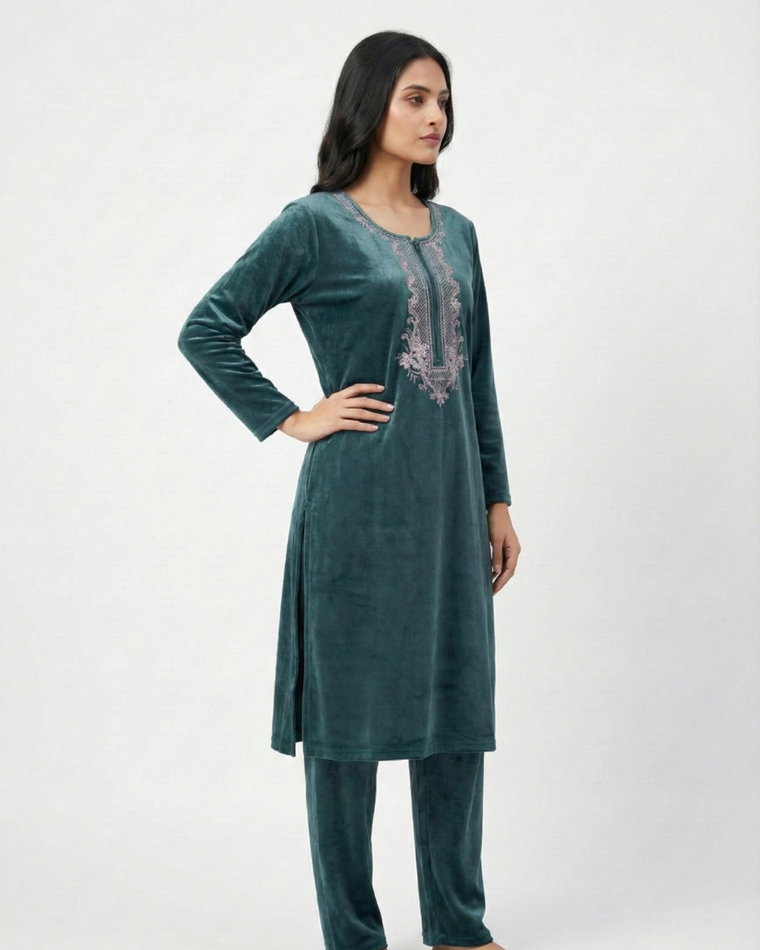 Velure Bliss Kurti Set – Royal Green