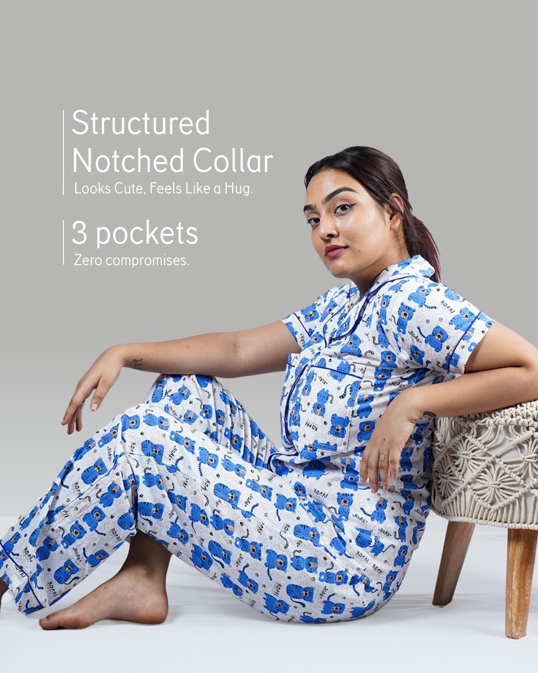 Blue Kawaii Padded Pyjama Set – Set of 2 | Bra-Free Nights