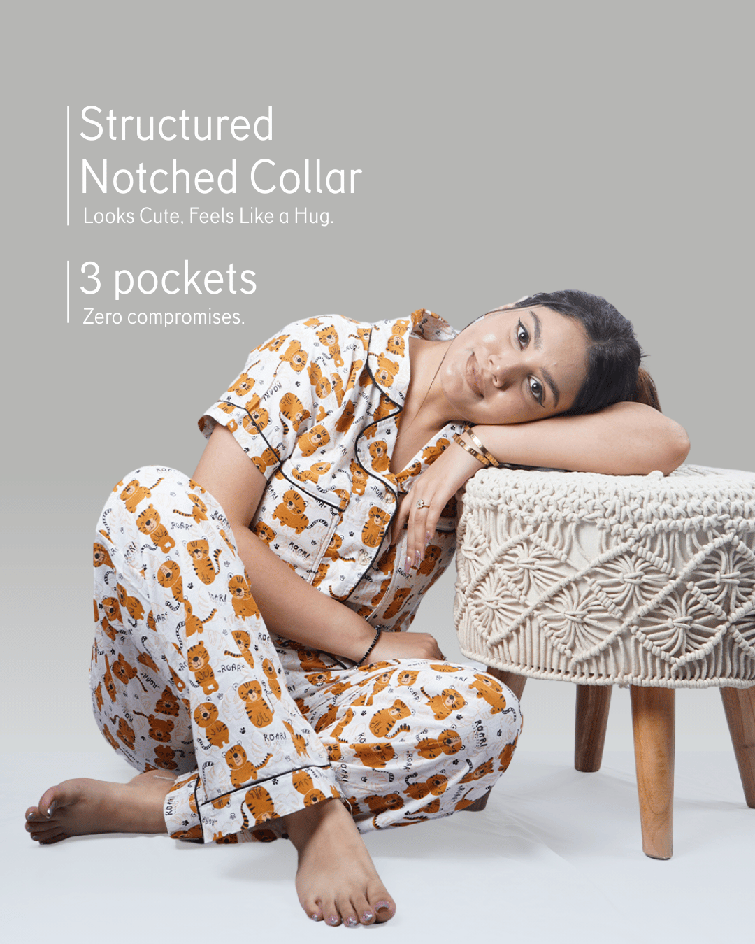 Beige Kawaii Padded Shorts Set – Set of 2 | Bra-Free Nights