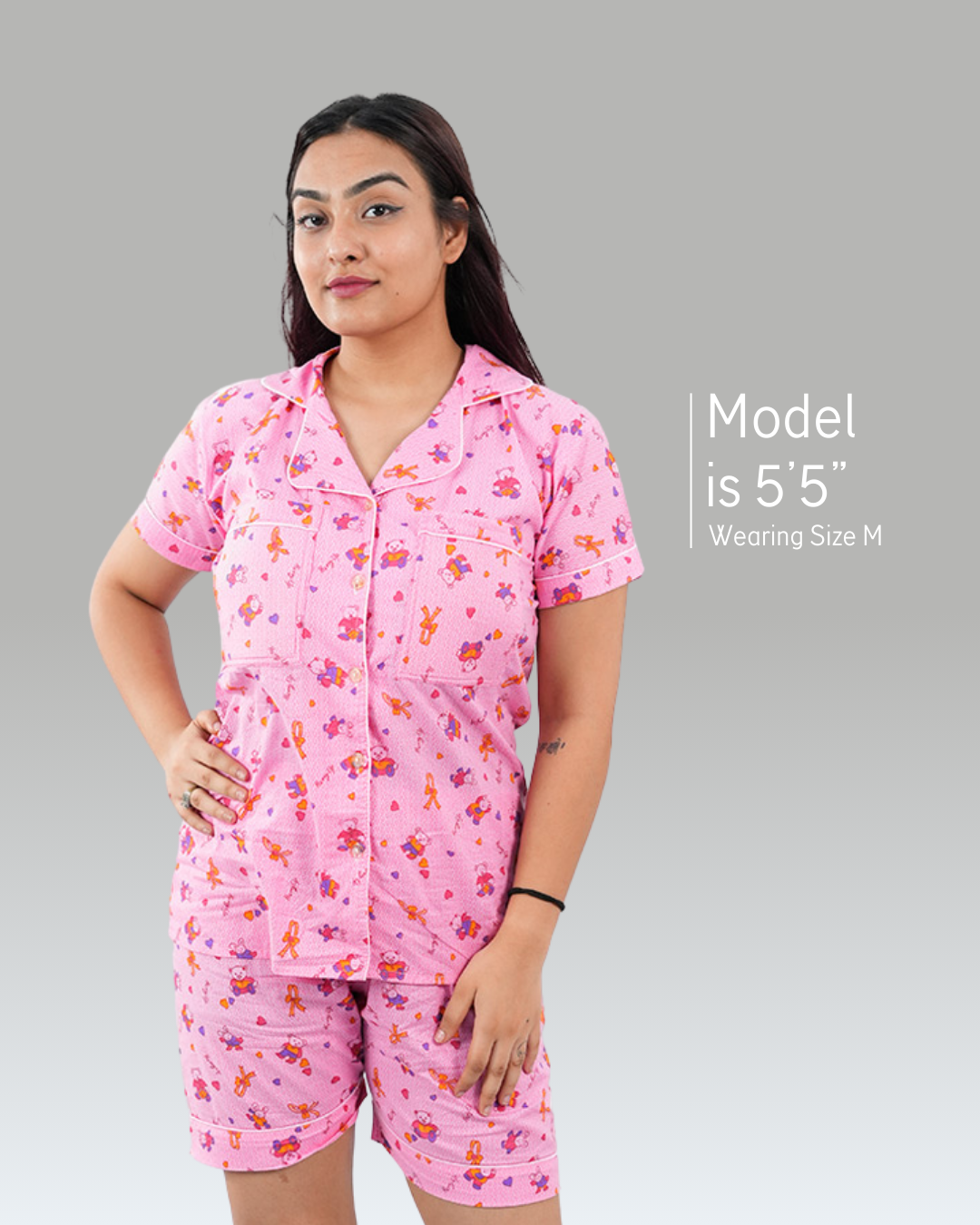 Pink Rabbit Padded Pyjama Set – Set of 2 | Bra-Free Nights