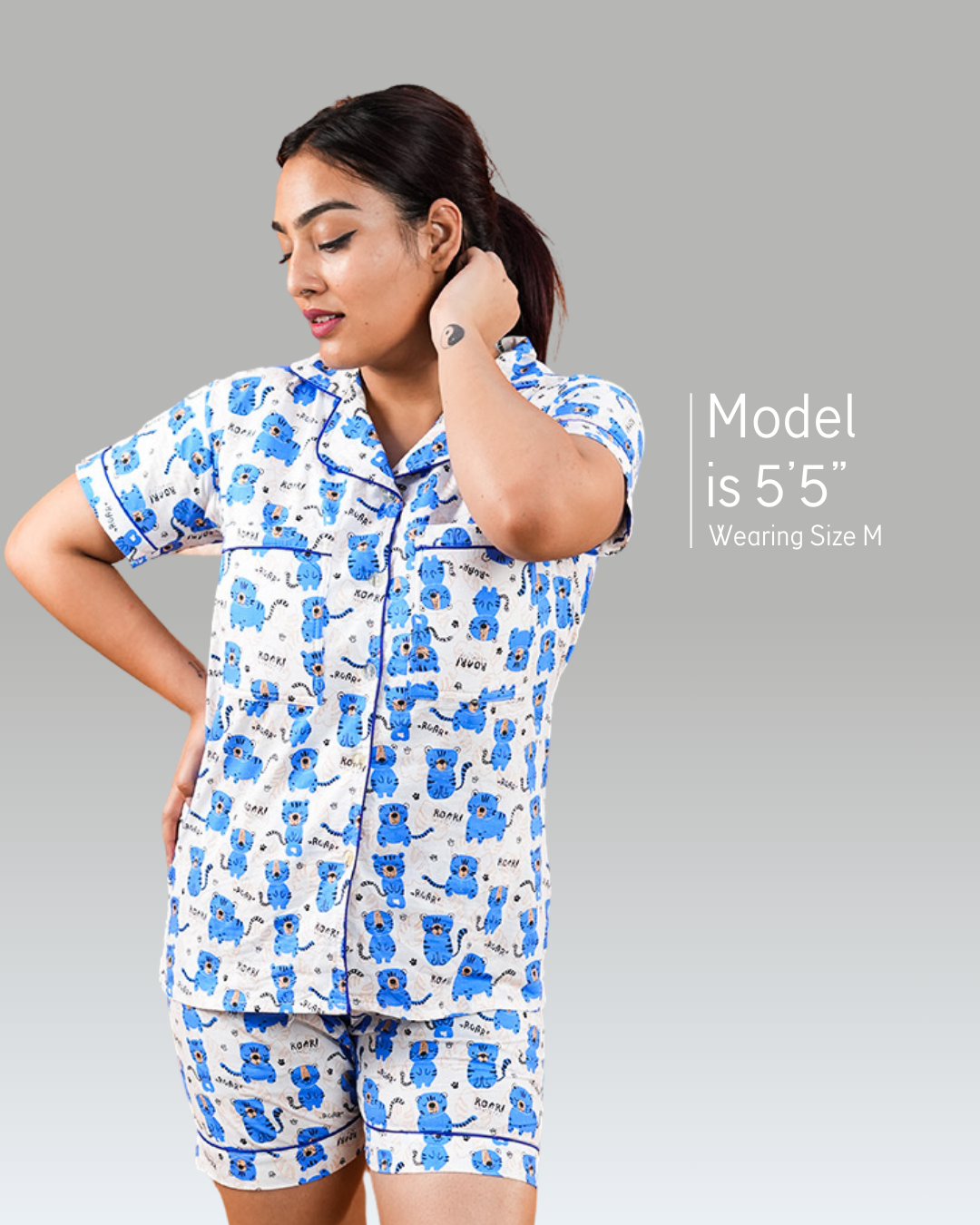 Blue Kawaii Padded Pyjama Set – Set of 2 | Bra-Free Nights